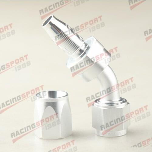 -8AN AN8 8AN AN 8 45 Degree Swivel Hose End Fitting Adapter Silver Aluminum