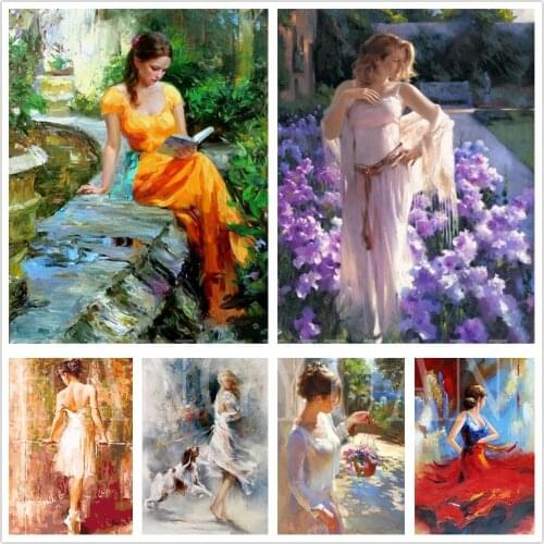 5D Flower Girl Diamond Painting Full Square Rhinestones Embroidery Garden Mosaic Wall Art Home Decorartion Cross Stitch Kit