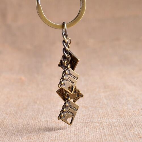 Retro Antique Bronze Secret Love Heart Album Key Chains Creative Vintage Personailzed A Bunch Of Car Key Ring Bag Decoration