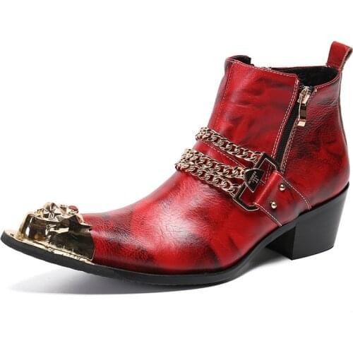 Botines Hombre Black Studded Steel Toe Genuine Leather Military Boots Men Metal Decoration Ankle Cowboy Boots Shoes Male