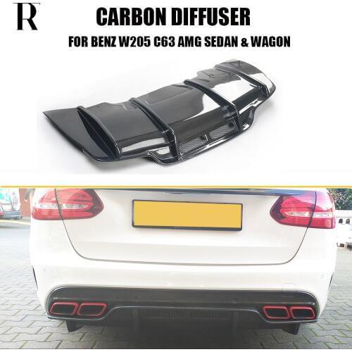 C63 PSM Style Carbon Fiber Rear Bumper Diffuser Spoiler for Benz W205 C63 C63s AMG Sedan & Wagon & Coupe 2015 - 2022