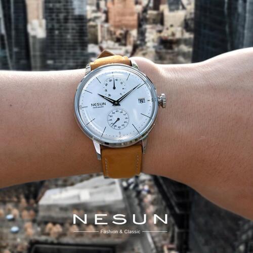 NESUN Luxury Brand Mens Automatic Mechanical Watch Men Fashion Casual Wristwatches Genuine Leather Clock Male Relogio Masculino