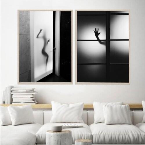 Black White Modern Art Canvas Painting Figure Posters and Prints Scandinavian Wall Picture for Living Room Home Decor No Frame