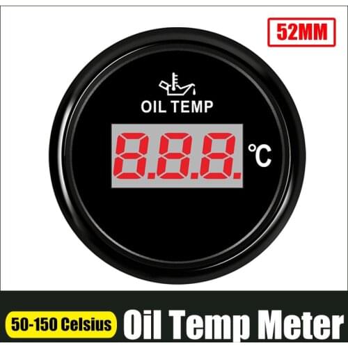 Digital 50-150 Celsius Oil Temperature Gauge 52mm Oil Temp Meters With Red Backlight 12V 24V For Car Boat Yacht
