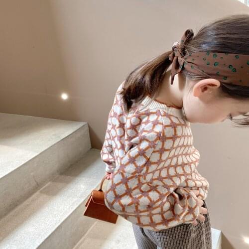 Childrens Wear 2021 Autumn Cardigan Coat Girls' Cute Dot Pattern O-Neck Neck Coat Children Casual Korean Top Kids Coat