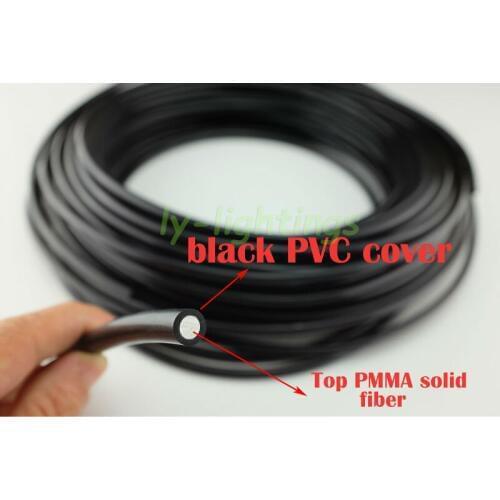 Pptical fiber cable solid PMMA with black cover for star ceiling pool lighting sauna room decoration outdoor garden light 100M