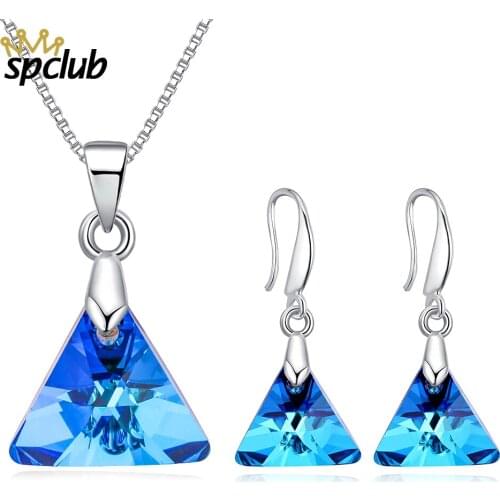 Geometric Triangle Jewelry Genuine Crystals from Swarovski Wedding Jewelry Sets For Lover Brides Elegance Jewelry Party Gift