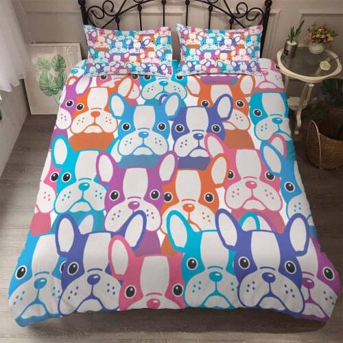 Cute Puppy Printed Bedding Set Cartoon Skin Friendly Duvet Cover Bedding Set Children Bedroom Boys Single Double King Quilt Set