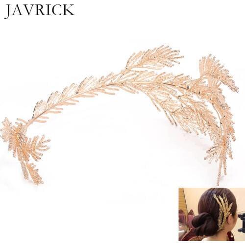 Baroque Crowns Gold Leaf Headband Hair Jewelry Wedding Tiara Bridal Headpiece Women Lady Personality Hair Decoration Gift