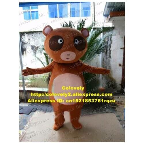 Pretty Brown Raccoon Racoon Procyon Lotor Lesser Red Panda Mascot Costume Cartoon Character Mascotte Long Tail Big Belly ZZ1181