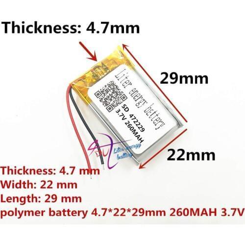 Best battery brand 3.7V polymer lithium battery 472229 260MAH MP4 MP5 GPS MP3 Bluetooth small toys