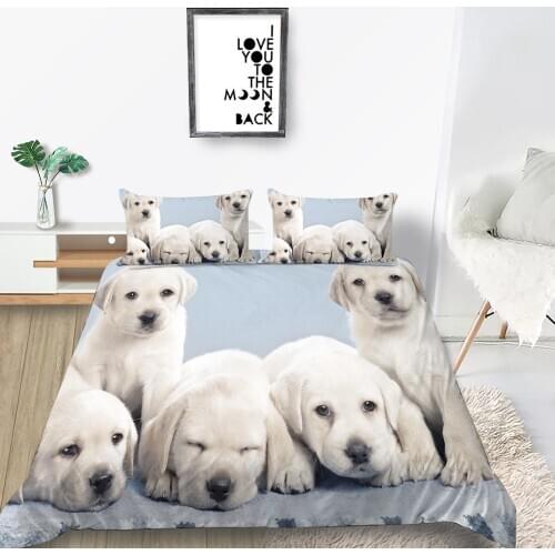 Cute Puppies Bedding Set 3D Print Fashion Lovely Duvet Cover Dog King Queen Twin Full Single Double Unique Design Bed Set
