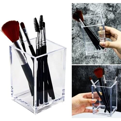 Multi-functional Organizer Plastic Pencil Holder Pen Cup Makeup Brush Holder Crystal Clear Desktop Organizer Pen Holder