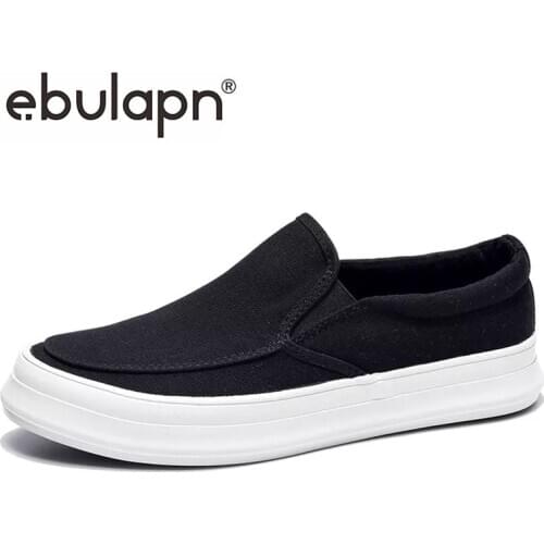 Brand New Mens Canvas Vulcanize Shoes Breathable Slip-On Wear-resisting Loafers Round toe Solid Sewing Sneaker Flats EB8033