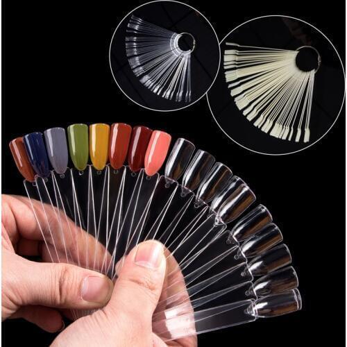 Nature False Nail Tips Clear Fan Finger Full Card Nail Art Display Practice Acrylic UV Gel Polish Tool Manicure