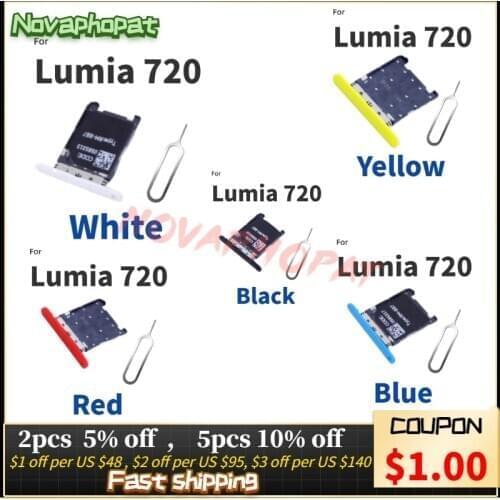 Novaphopat N720 SIM Card Slot Holder For Nokia Lumia 720 SIM Tray Container Socket Adapter + track