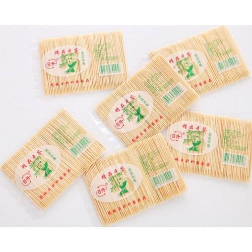 X7JA 100Pcs Disposable Bamboo Wooden Toothpicks Dental Double Sided Home Restaurant