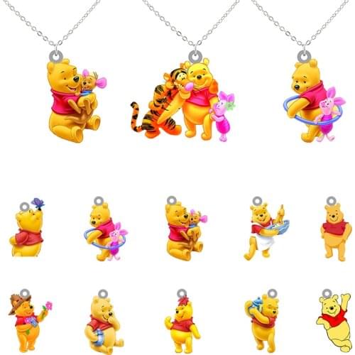 Disney Winnie The Pooh Cartoon Animation Pendant Necklace Various Styles Cute Resin Girl Party Jewelry Necklace Accessories