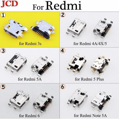 JCD Micro USB Jack 5pin USB Charging Socket Connector Mix SMD DIP V8 Port Charging Data power Plug for Xiaomi for Redmi 3s 4X 5