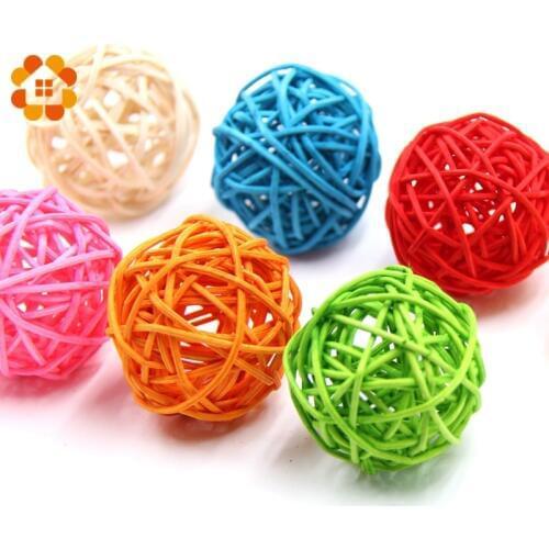 10PCS 3/4/5CM Round Shape Mutil Colors Rattan Ball Sepak Takraw For Christmas Birthday Party & Home Wedding Party Decoration