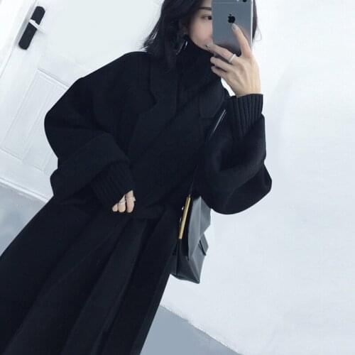 Wool Winter Coat Female Korean Double Sided No Cashmere Jacket Women X-Long Coat Belt Ladies Autumn Woolen Overcoat N277
