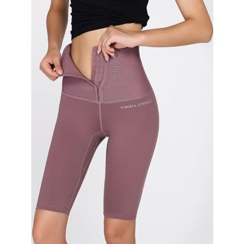 Fitness-Training Female Plus Size Biker Workout Gym Tummy Control Anti-Friction Hip Lift High Waist Button Yoga Shorts TX1248