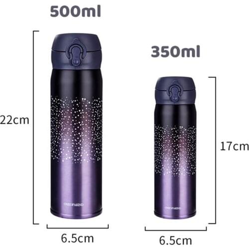 Vacuum Flask Thermos Mug Coffee For Tea Stainless Steel Cup Portable Stars Color Gradient Bottle Travel Thermal Mug 350ml/500ml