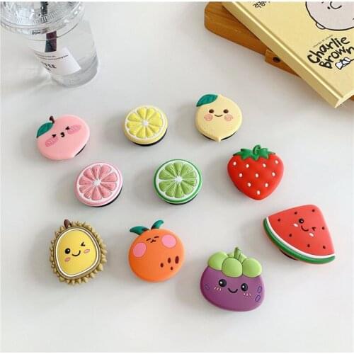 Cute Cartoon fruit universal mobile phone stretch bracket cartoon fold bag Phone Expanding phone Stand Finger car phone Holder
