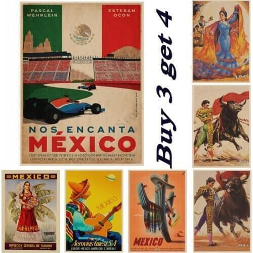 Vintage travel Poster and Prints kraft paper Painting Mexican Wall Art Decorative posters Home Living Room Decoration New style