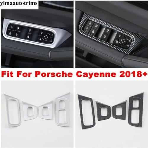 Inner Door Armrest Window Lift Switch Button Panel Cover Trim Accessories For Porsche Cayenne 2018 - 2021 ABS Matte Interior Kit