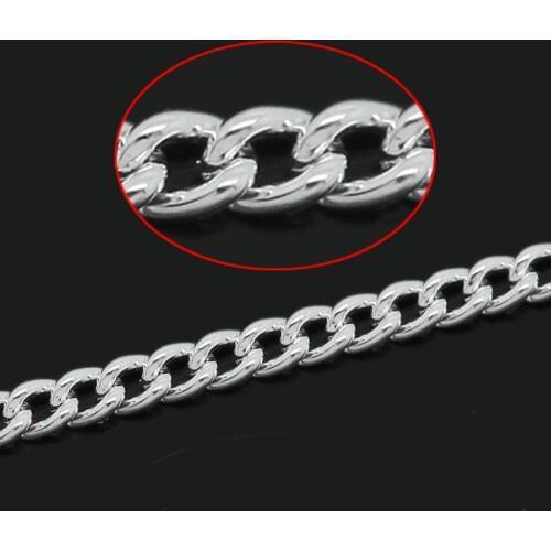 8SEASONS Wholesale - Link-Soldered Chains Findings Oval silver-color 2mm x 1.5mm,10M (B30799)
