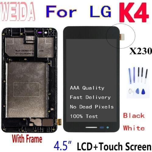 Weida 4.5"For LG K4 2017 X230 LCD Display Touch Screen Digitizer Assembly with Frame LCD for K4 2017 X230 replacement