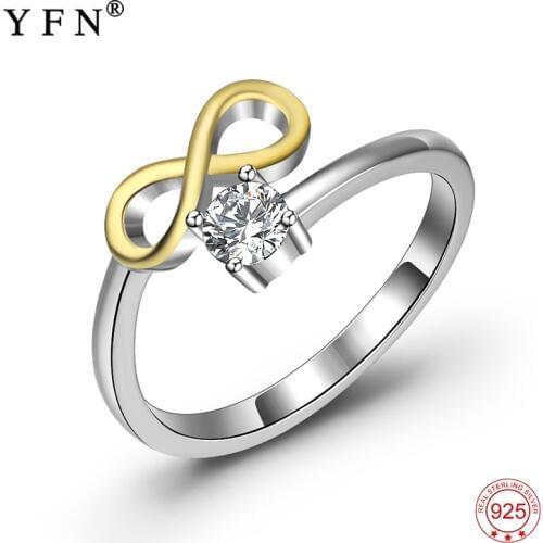 YFN Real 925 Sterling Silver Ring 8 Shape Rings Fashion Jewelry Adjustable Infinity Love Ring For Girl Gift Valentines Day Gift