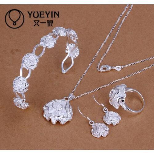 Womens silver plated jewelry sets Wedding Bridal jewelry S321 beautifully Parures de bijoux