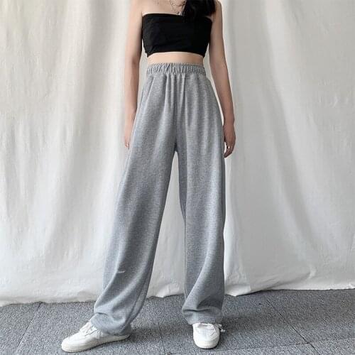 Women Sweatpants Fashion Harajuku High Waist Loose Slim Cotton Casual Sports Pants Drawstring Trousers Streetwear Sportswear