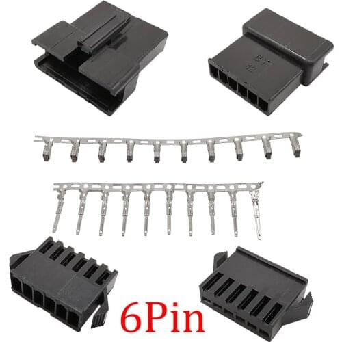 10Set Pitch 2.54mm JST SM 6Pin Plug Socket Housing Connector Male and Female Plastic Shell Terminals 6Pin Wire Cable Connectors