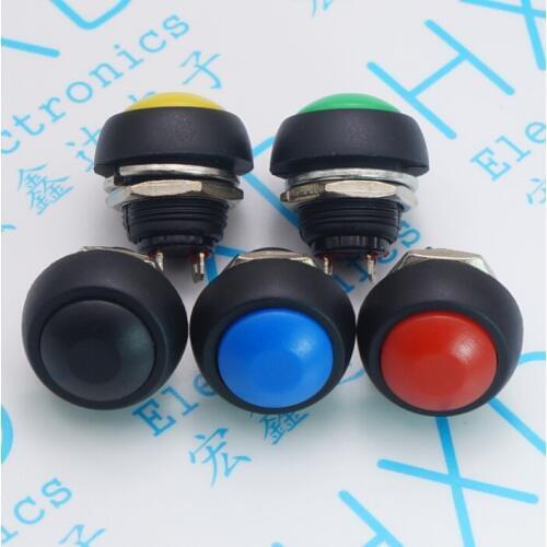 25pcs push button Switches Waterproof Self reset switch 2 pin white red nut PBS-33B 12mm for power supply