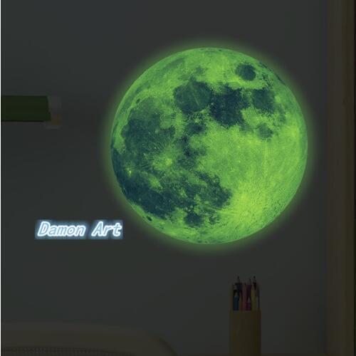 3D Noctilucent Moon Wall Sticker Galaxy Fluorescent Self-adhesive Wall Ceiling Kids Room Bedroom Decor Nursery Vintage Wall Art