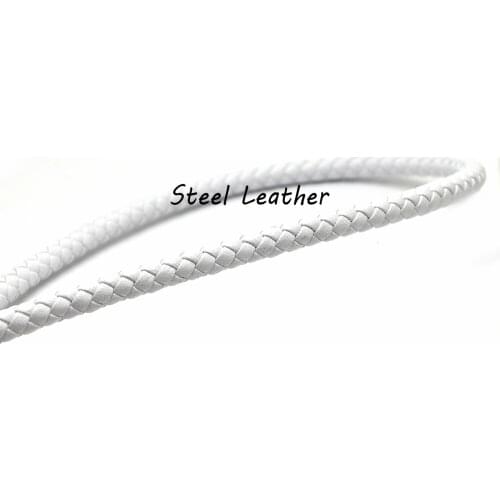 5m/lot Approx 6mm White Round Braided Leather Cord Rope String For DIY Bracelet and Necklace Leather Strands Strings Cords DIY