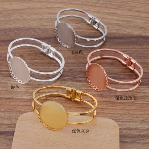 50pcs Lace Bangle Tray Blank Bracelet Base Settings fit 25mm 30mm Glass Cabochons,Buttons,Cameo Bracelet Bezels