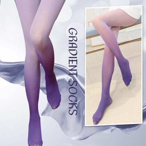 80D Gradient Colors Tights Women Sexy Pantyhoses Colors Change Leg Slimming Stockings Candy Colors Velvet Stockings