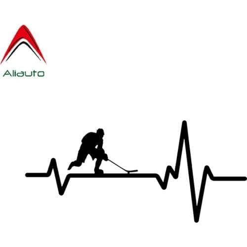Aliauto Interesting Heart Beat Line Hockey Car Stickers Vinyl Decor High Quality Silhouette Reflective Decal,14cm*6cm