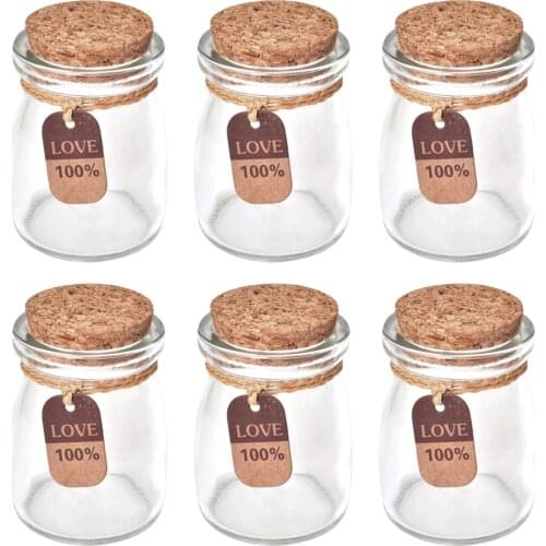 Behogar Mini Glass Yogurt Pudding Jars Containers with Cork Lids Labels Strings for Food Storage Wedding Party Favors Decoration