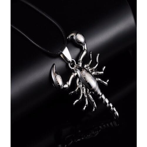 24PC/Lot Creative Scorpion Pendant Necklace Stainless Steel Charm Jewelry Leather Rope Women Man Friends Choker Collar Bijoux