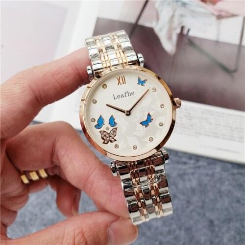 Fashion ladies watch diamond butterfly print womens watches rose gold stainless steel Clock first choice for holiday gifts