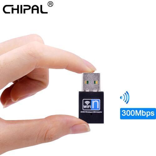 CHIPAL Mini USB WiFi Adapter 300Mbps Wireless Network Card 802.11n 2.4GHz Antenna LAN Ethernet Wi-Fi Receiver for PC Computer