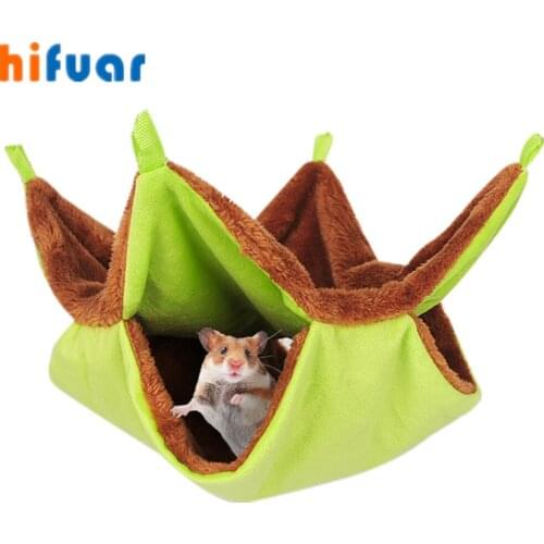 Double Thick Plush Warm Bed Rat Hammock For Hamster House Hanging Nest Sleeping Bag Hanging Tree Beds Guinea Pig Hamster Cage