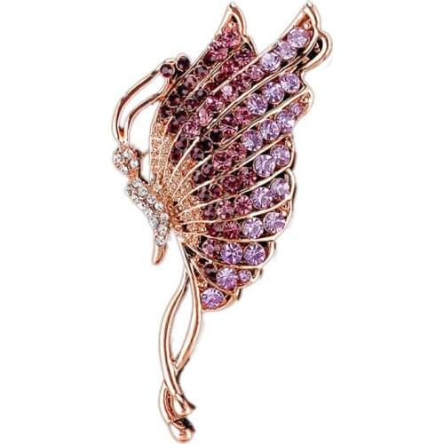 Elegant Design Rhinestone Butterfly Fairy Women`s Fashion Brooch