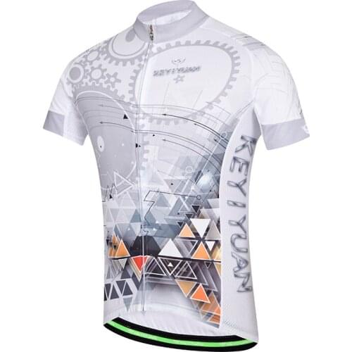 KEYIYUAN Men Summer Short Sleeve Top Breathable Bike MTB Sport Cycling Jersey Quick Drying Triathlon Mountain Clothing