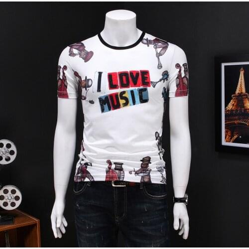 Streetwear Round T-shirt Camisetas Hombre Dress Short Sleeve Male Tshirt Tee High Quality Spring T Shirt Letter Print Men